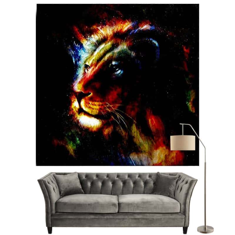 tableau lion colore 61